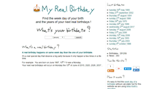 Desktop Screenshot of myrealbirthday.com